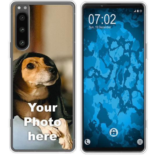 PhoneNatic Case kompatibel mit Xperia 5 IV Personalisierte Handyhülle clear zum selbst gestalten mit eigenem Foto