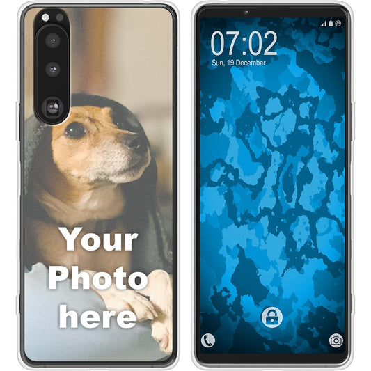 PhoneNatic Case kompatibel mit Xperia 5 III Personalisierte Handyhülle clear zum selbst gestalten mit eigenem Foto