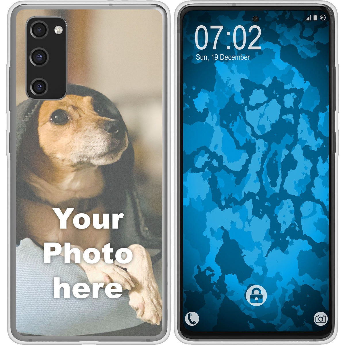 PhoneNatic Case kompatibel mit Galaxy S20 Plus Personalisierte Handyhülle clear zum selbst gestalten mit eigenem Foto