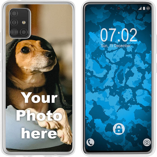 PhoneNatic Case kompatibel mit Galaxy A51 5G Personalisierte Handyhülle clear zum selbst gestalten mit eigenem Foto