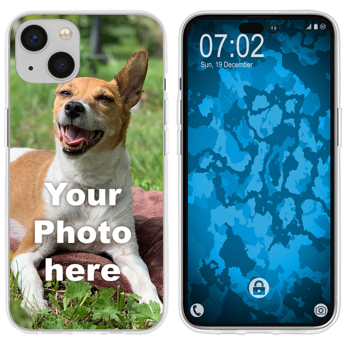 Personalisierte Handyhülle für iPhone 14 Plus (transparent) zum Selbstgestalten mit eigenem Foto