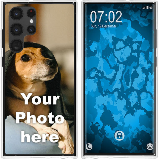 PhoneNatic Case kompatibel mit Galaxy S22 Ultra Personalisierte Handyhülle clear zum selbst gestalten mit eigenem Foto