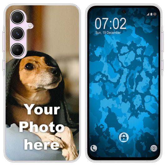 PhoneNatic Case kompatibel mit Galaxy A55 Personalisierte Handyhülle clear zum selbst gestalten mit eigenem Foto