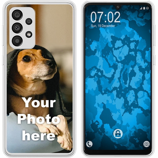 PhoneNatic Case kompatibel mit Galaxy A33 5G Personalisierte Handyhülle clear zum selbst gestalten mit eigenem Foto