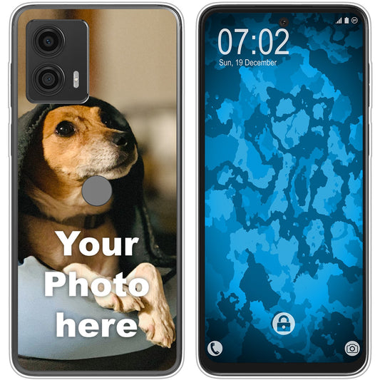 PhoneNatic Case kompatibel mit Moto G53 Personalisierte Handyhülle clear zum selbst gestalten mit eigenem Foto