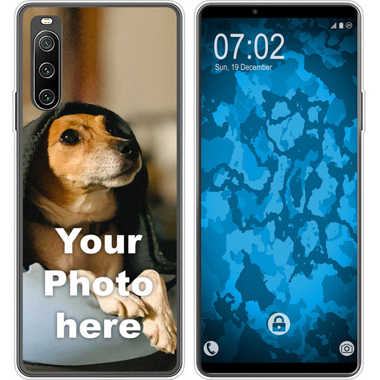 PhoneNatic Case kompatibel mit Xperia 10 IV Personalisierte Handyhülle clear zum selbst gestalten mit eigenem Foto