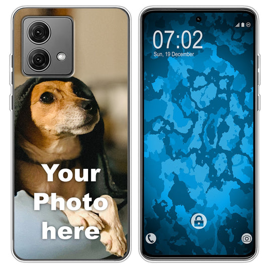 PhoneNatic Case kompatibel mit Moto G84 Personalisierte Handyhülle clear zum selbst gestalten mit eigenem Foto