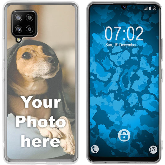 PhoneNatic Case kompatibel mit Galaxy A42 5G Personalisierte Handyhülle clear zum selbst gestalten mit eigenem Foto