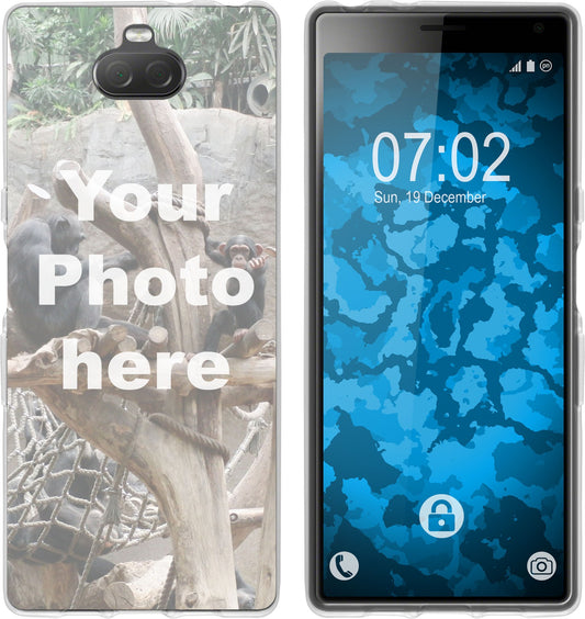 PhoneNatic Case kompatibel mit Xperia 10 Personalisierte Handyhülle clear zum selbst gestalten mit eigenem Foto