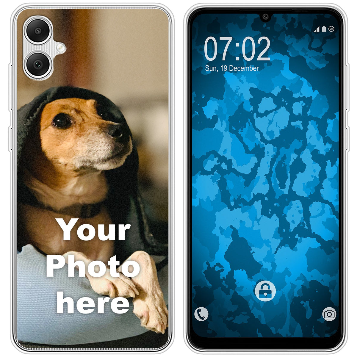 PhoneNatic Case kompatibel mit Galaxy A05 Personalisierte Handyhülle clear zum selbst gestalten mit eigenem Foto