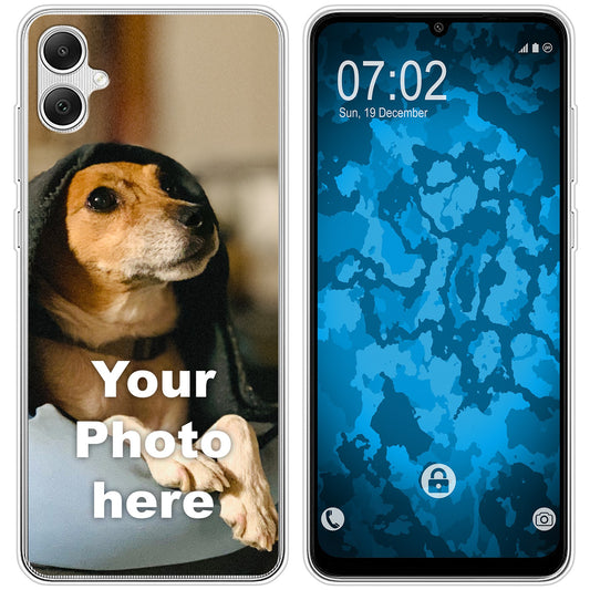 PhoneNatic Case kompatibel mit Galaxy A05 Personalisierte Handyhülle clear zum selbst gestalten mit eigenem Foto