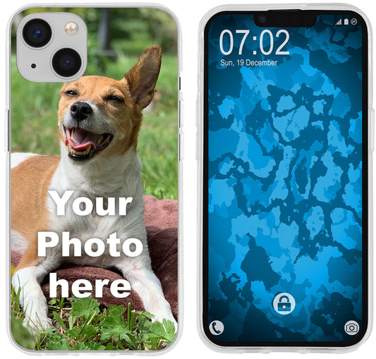 PhoneNatic Case kompatibel mit iPhone 13 Mini Personalisierte Handyhülle clear zum selbst gestalten mit eigenem Foto