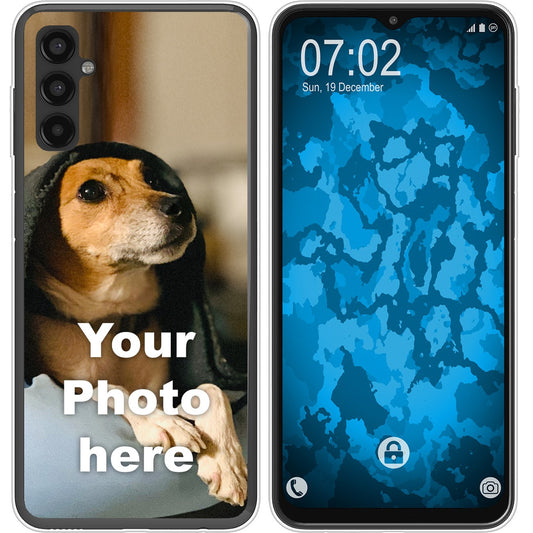 PhoneNatic Case kompatibel mit Galaxy A14 5G Personalisierte Handyhülle clear zum selbst gestalten mit eigenem Foto