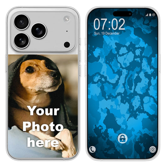 PhoneNatic Case kompatibel mit iPhone 17 Pro Personalisierte Handyhülle clear zum selbst gestalten mit eigenem Foto