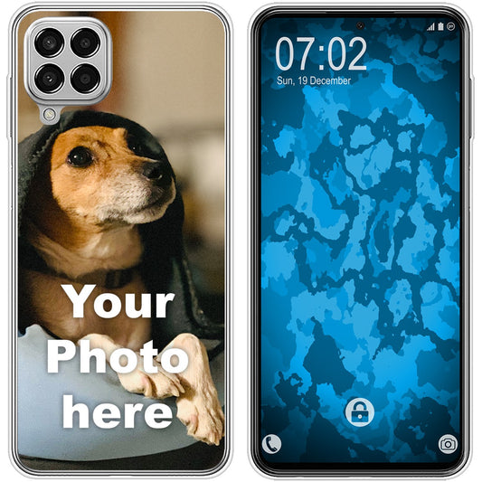 PhoneNatic Case kompatibel mit Galaxy M53 Personalisierte Handyhülle clear zum selbst gestalten mit eigenem Foto