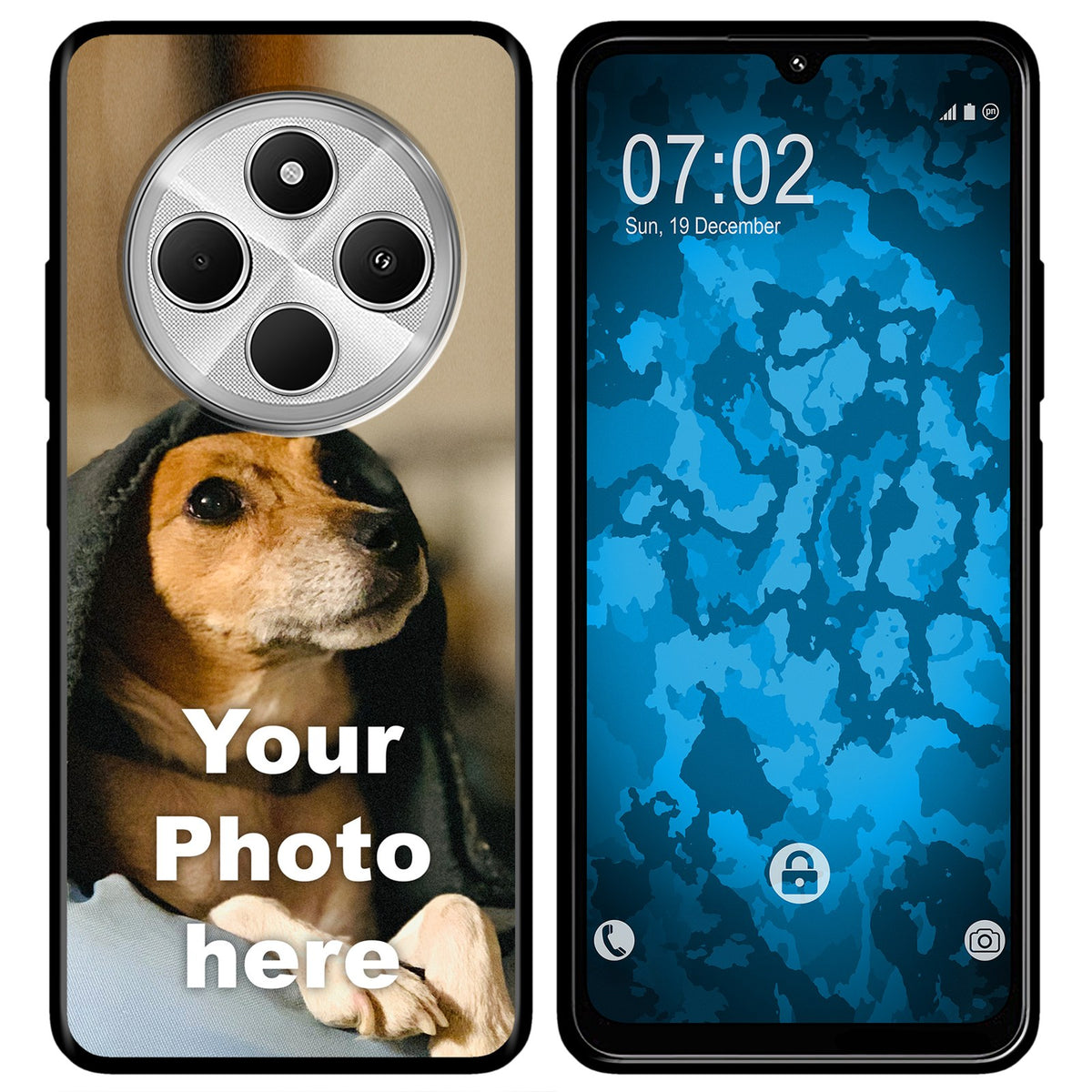 Personalisierte Handyhülle für Xiaomi Redmi 14C (schwarz) zum Selbstgestalten mit eigenem Foto
