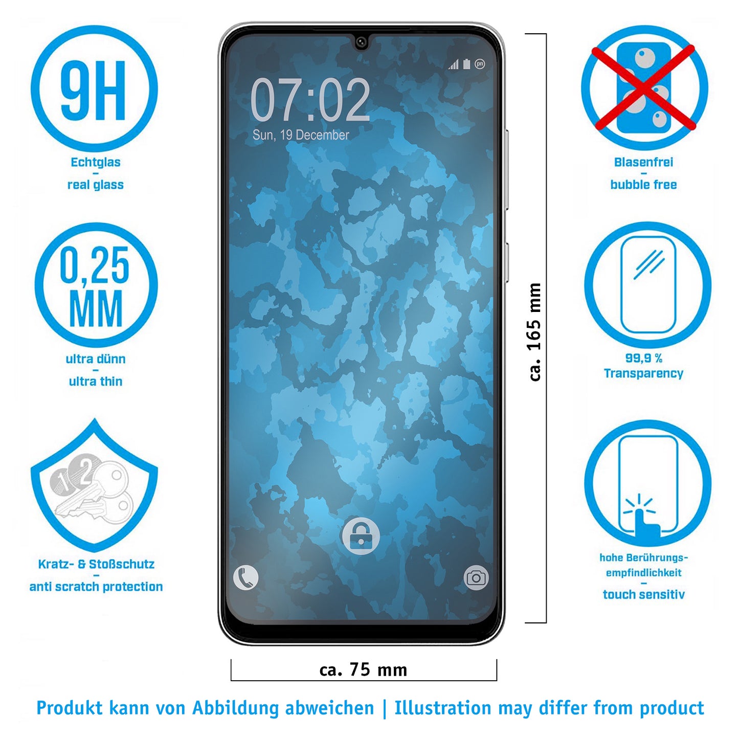 1x Glas-Folie klar  für Samsung Galaxy A05 – Panzerglas für Samsung Galaxy A05