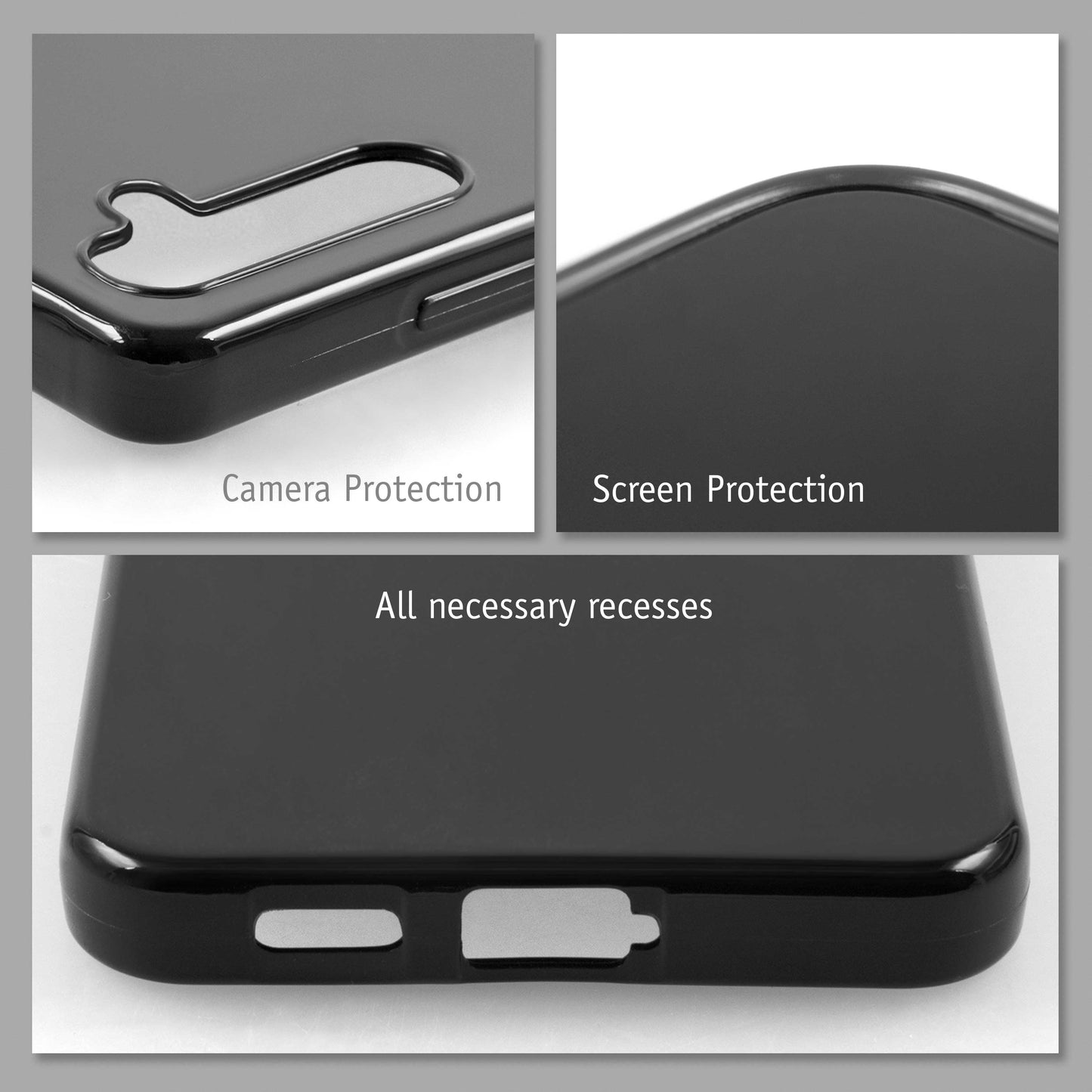 PhoneNatic Case kompatibel mit Samsung Galaxy S24 FE – Schwarz Silikon Hülle crystal-case Cover