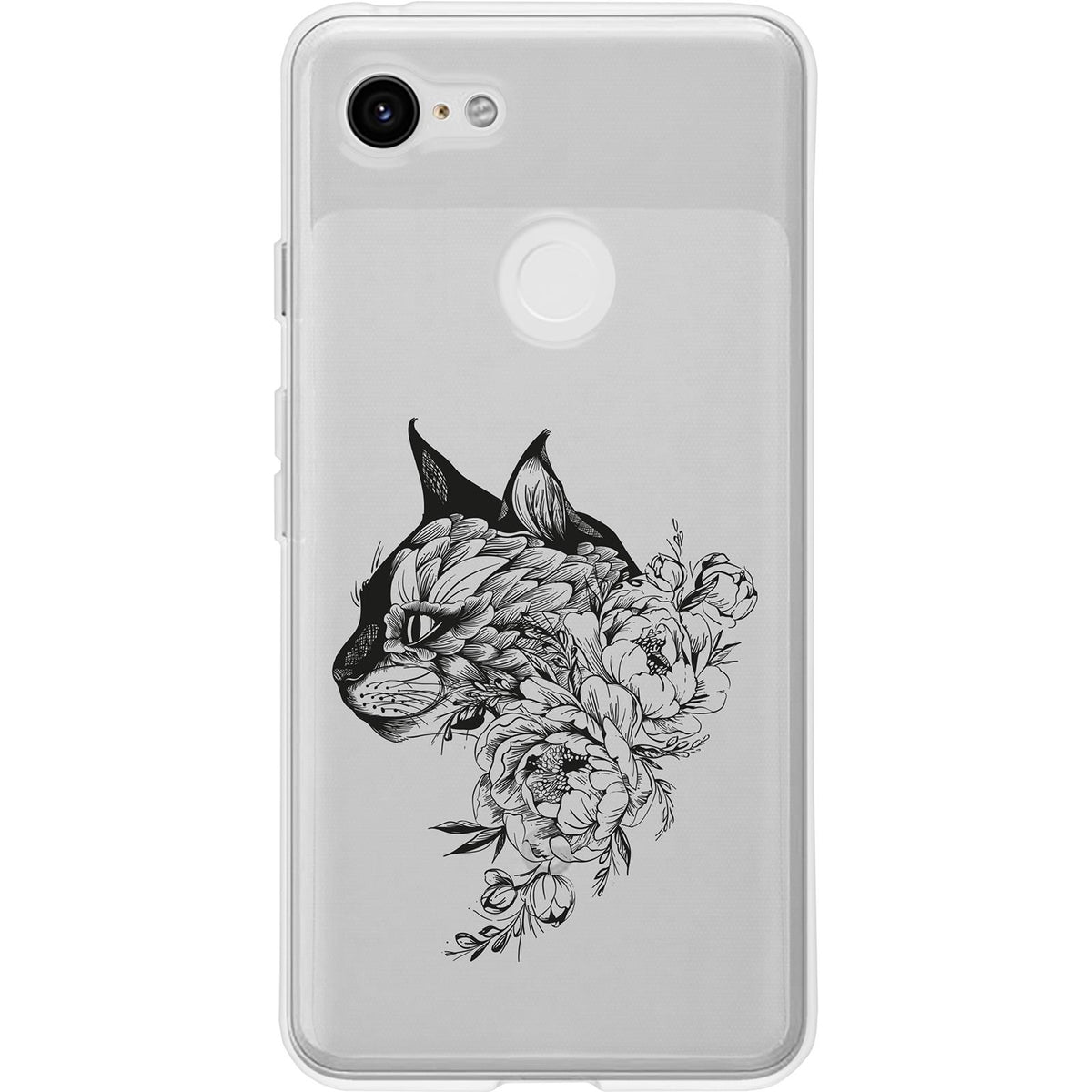 Case für Google Pixel 3 XL Silikon-Hülle Floral Katze M2-1 – Ansicht 2