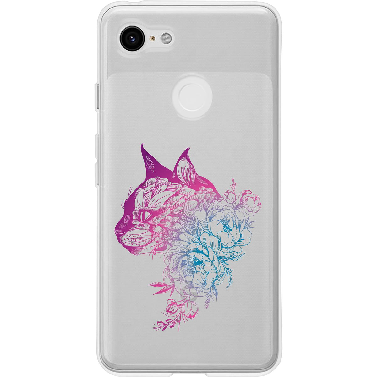 Case für Google Pixel 3 XL Silikon-Hülle Floral Katze M2-6 – Ansicht 2