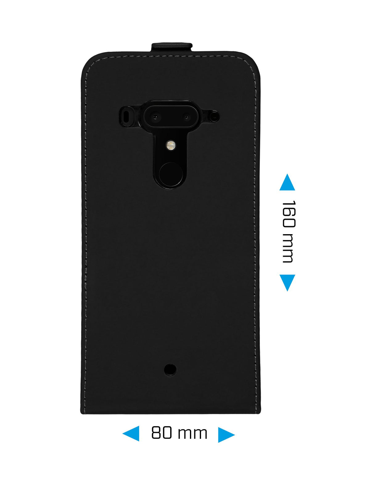 Kunst-Lederhülle für HTC U12+ - Flip-Case schwarz – Ansicht 2