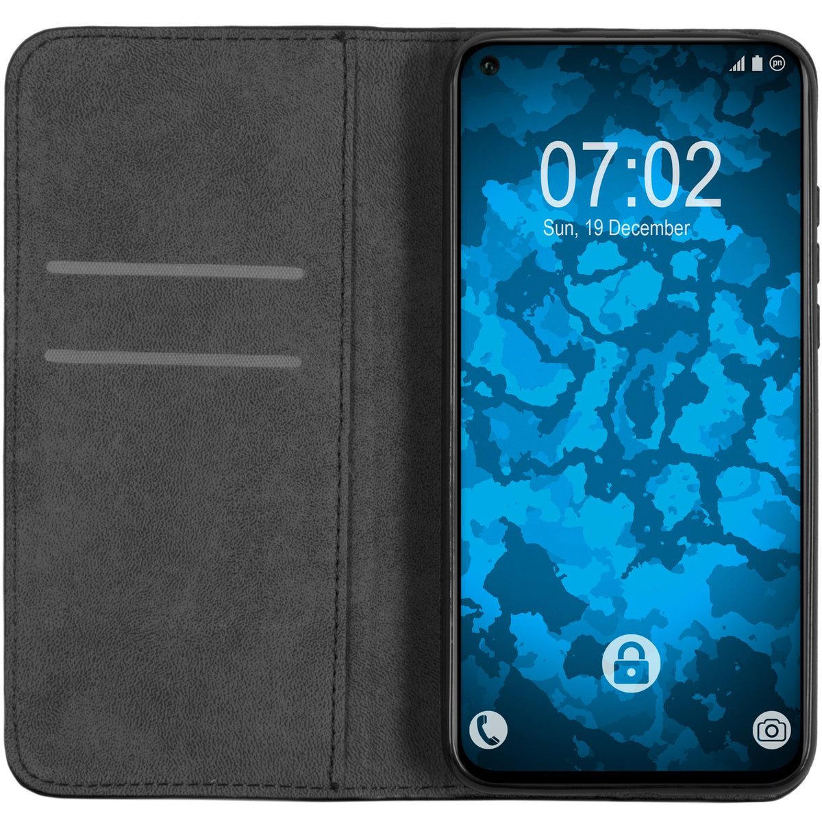 Kunst-Lederhülle für Huawei Honor View 20 - Book-Case schwarz – Ansicht 2