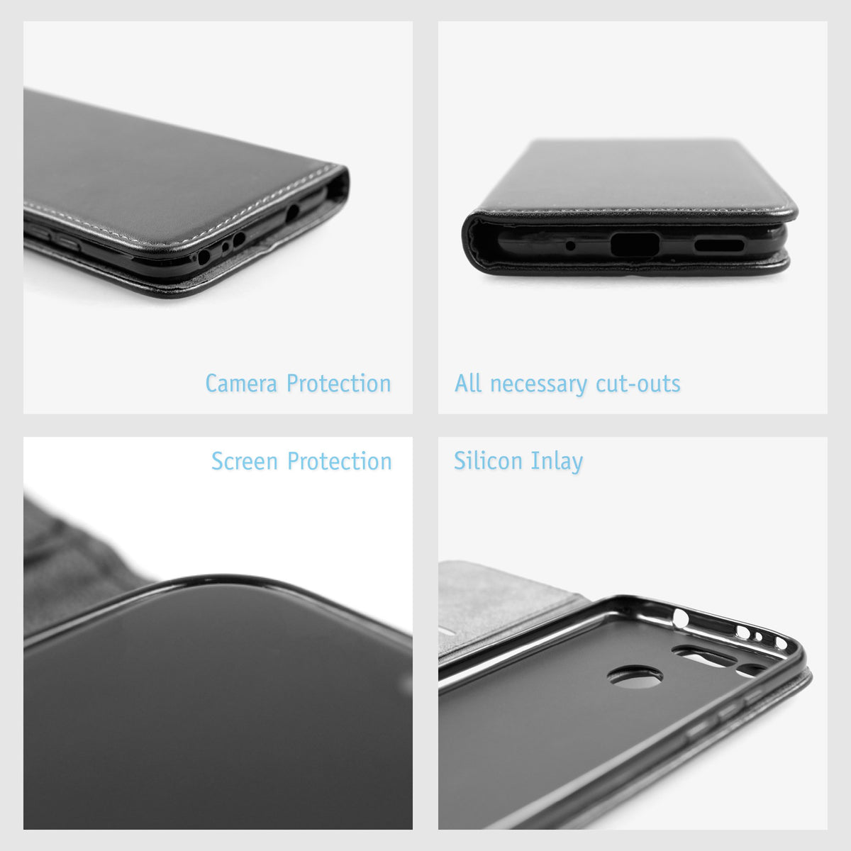 Kunst-Lederhülle für Huawei Honor View 20 - Book-Case schwarz – Ansicht 4