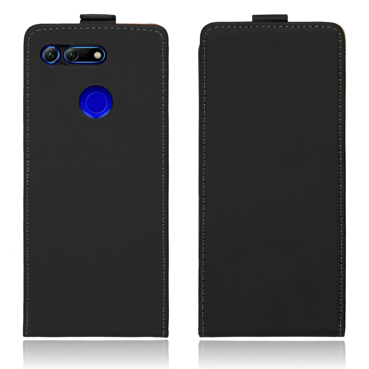 Kunst-Lederhülle für Huawei Honor View 20 - Flip-Case schwarz – Ansicht 2