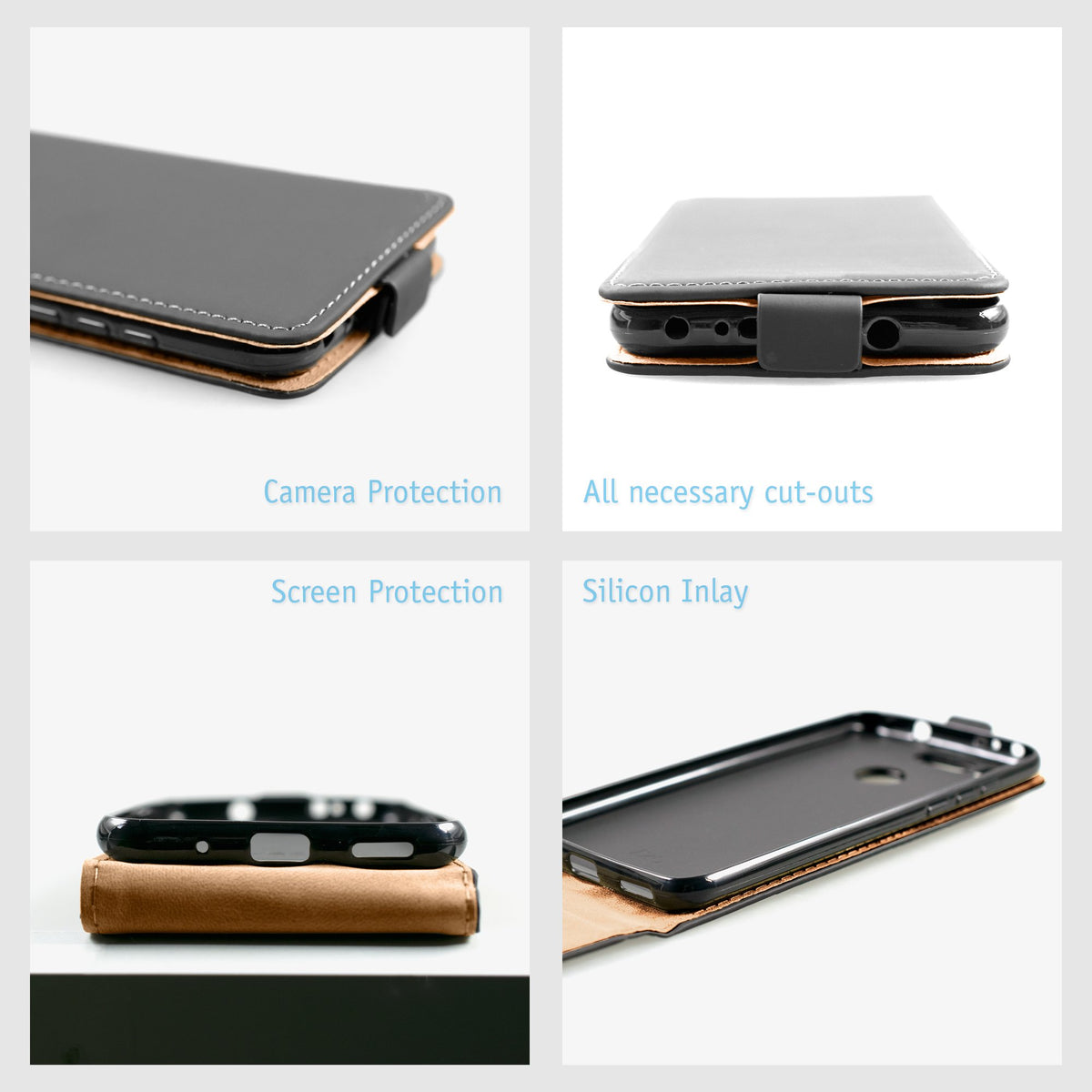 Kunst-Lederhülle für Huawei Honor View 20 - Flip-Case schwarz – Ansicht 5