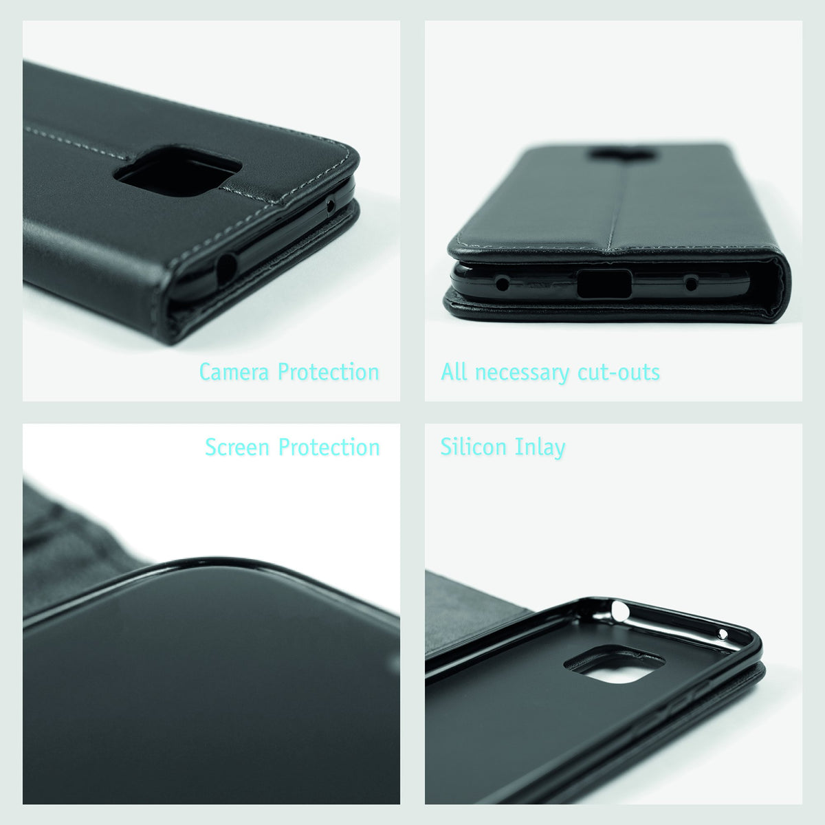 Kunst-Lederhülle für Sony Xperia XZ3 - Book-Case schwarz – Ansicht 4