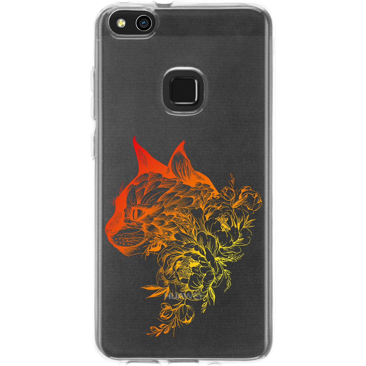 Case für Huawei P10 Lite Silikon-Hülle Floral Katze M2-2 – Ansicht 2