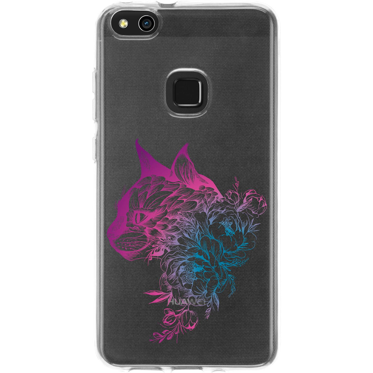 Case für Huawei P10 Lite Silikon-Hülle Floral Katze M2-6 – Ansicht 2