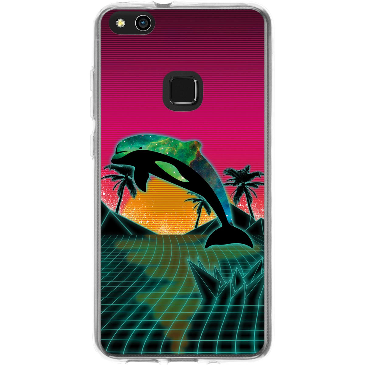 Case für Huawei P10 Lite Silikon-Hülle Retro Wave Delphin M1 – Ansicht 2