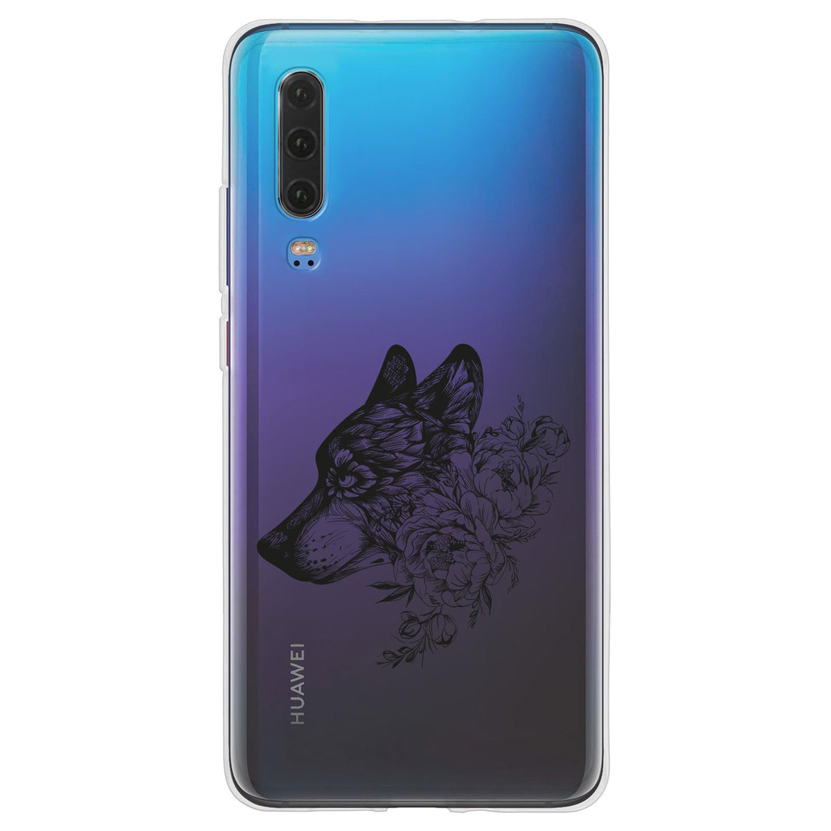 Case für Huawei P30 Silikon-Hülle Floral Wolf M3-1 – Ansicht 2