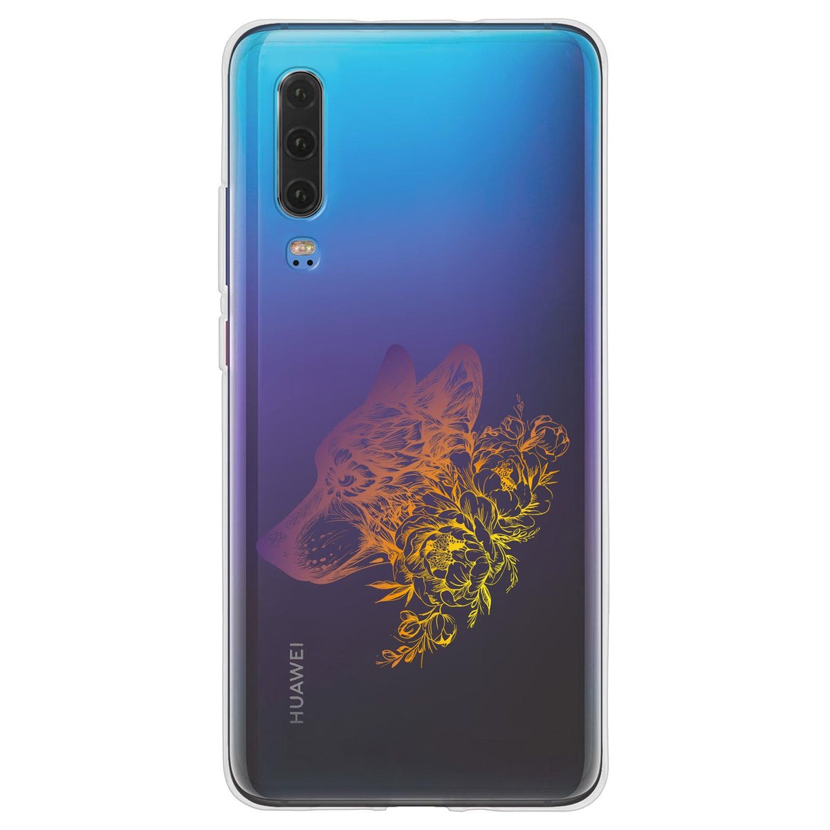 Case für Huawei P30 Silikon-Hülle Floral Wolf M3-3 – Ansicht 2