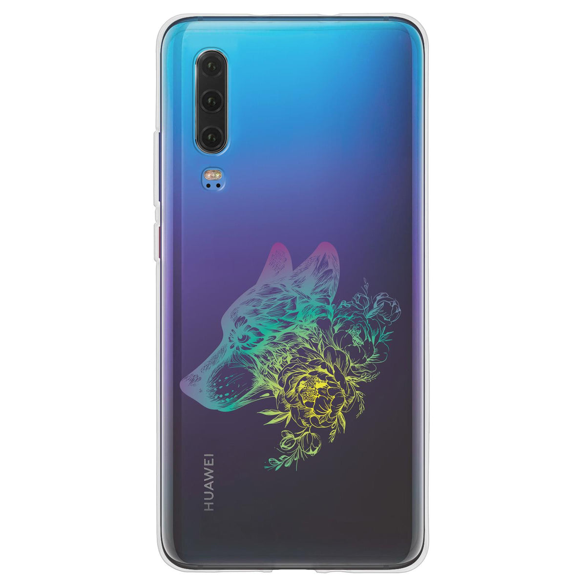 Case für Huawei P30 Silikon-Hülle Floral Wolf M3-4 – Ansicht 2