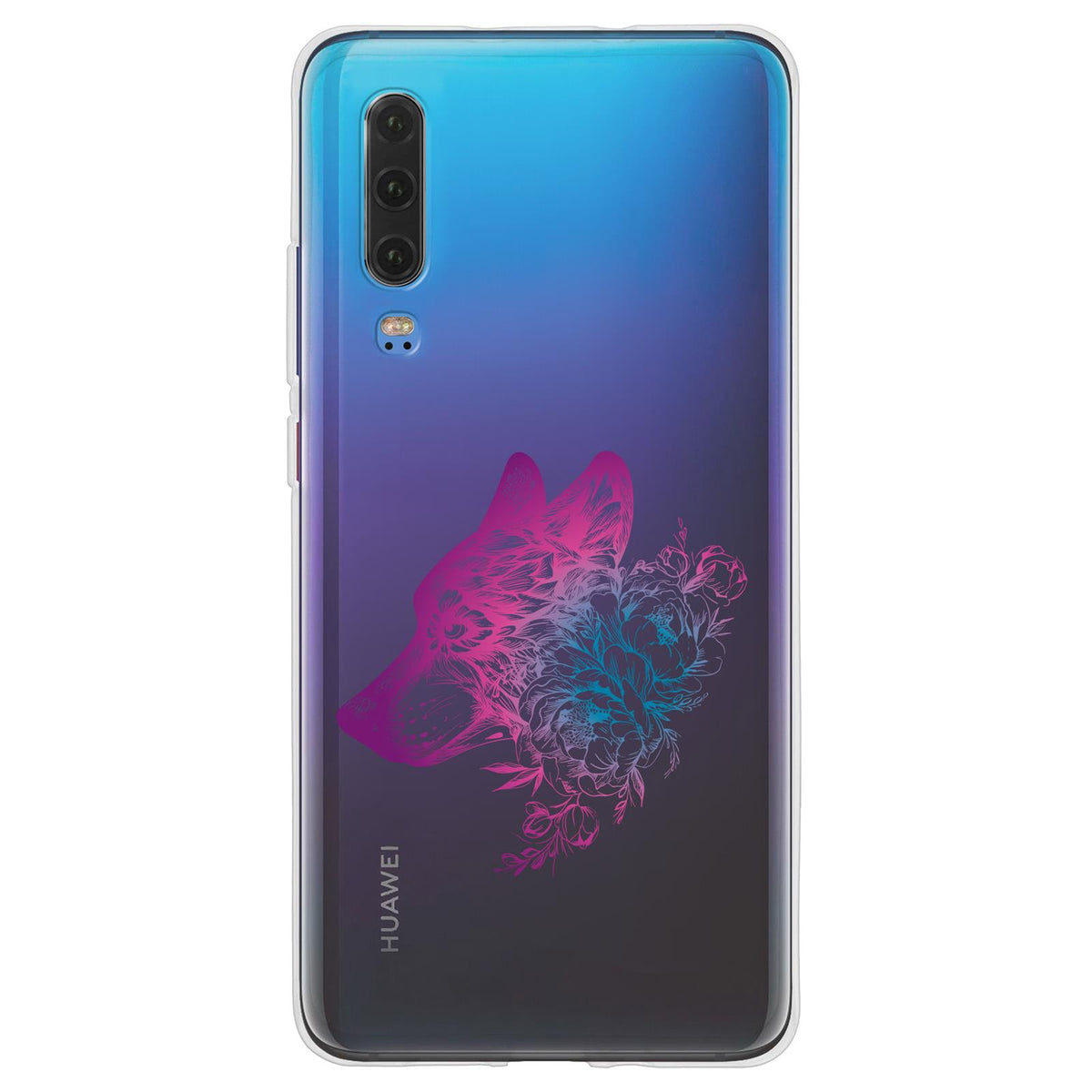 Case für Huawei P30 Silikon-Hülle Floral Wolf M3-6 – Ansicht 2