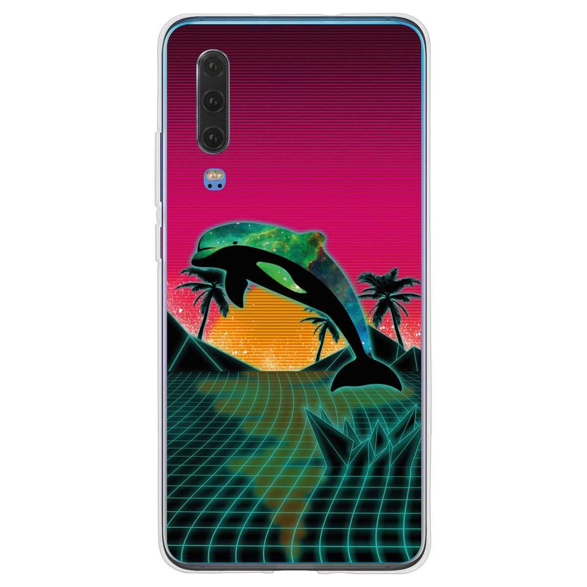 Case für Huawei P30 Silikon-Hülle Retro Wave Delphin M1 – Ansicht 2