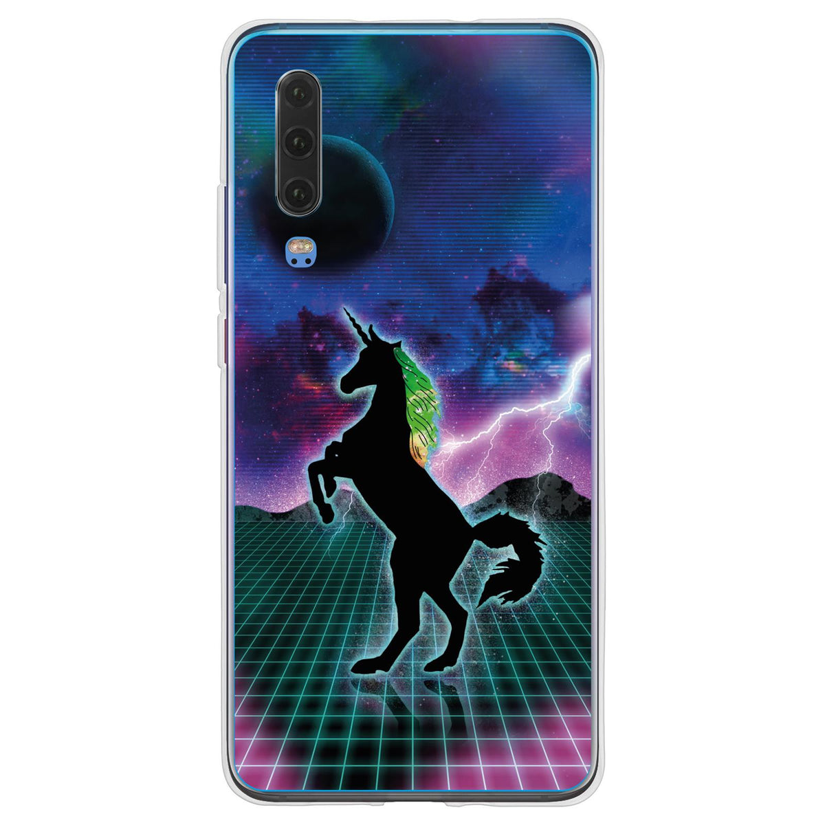 Case für Huawei P30 Silikon-Hülle Retro Wave Einhorn M2 – Ansicht 2