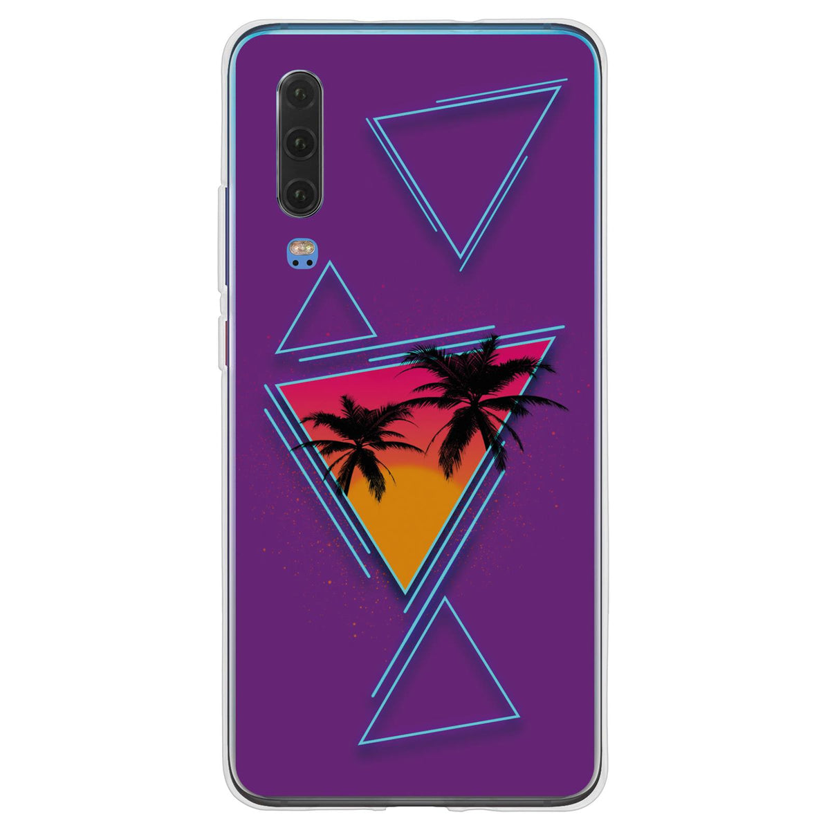 Case für Huawei P30 Silikon-Hülle Retro Wave Palmen M3 – Ansicht 2