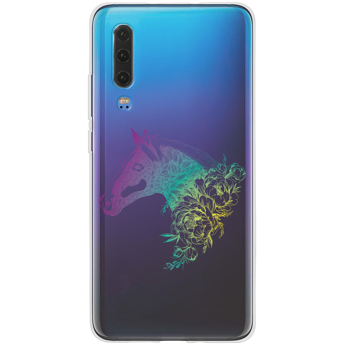 Case für Huawei P30 Silikon-Hülle Floral Pferd M5-4 – Ansicht 2