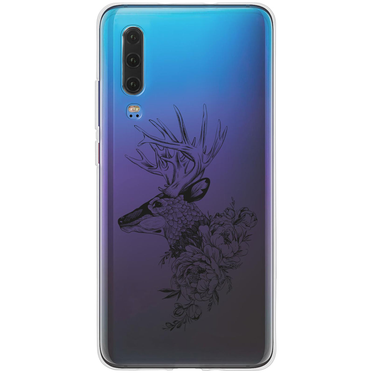 Case für Huawei P30 Silikon-Hülle Floral Hirsch M7-1 – Ansicht 2