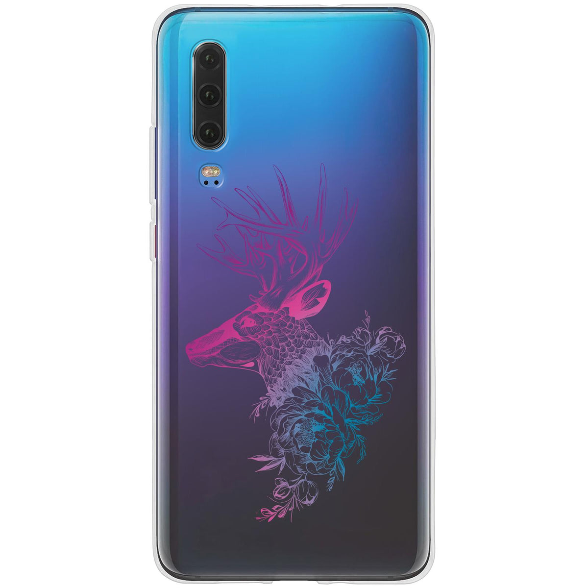 Case für Huawei P30 Silikon-Hülle Floral Hirsch M7-6 – Ansicht 2