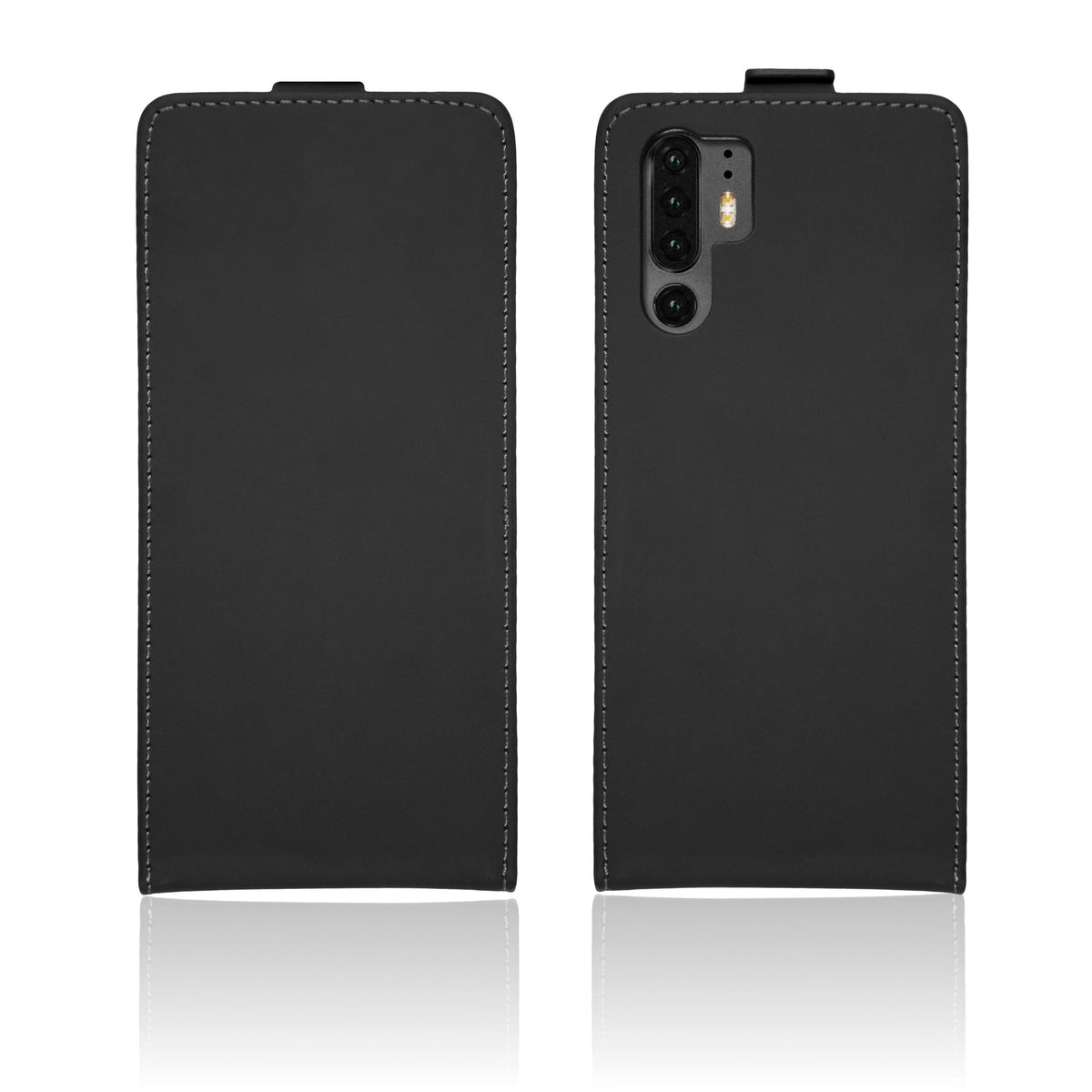 Kunst-Lederhülle für Huawei P30 Pro / P30 Pro New Edition - Flip-Case schwarz – Ansicht 2