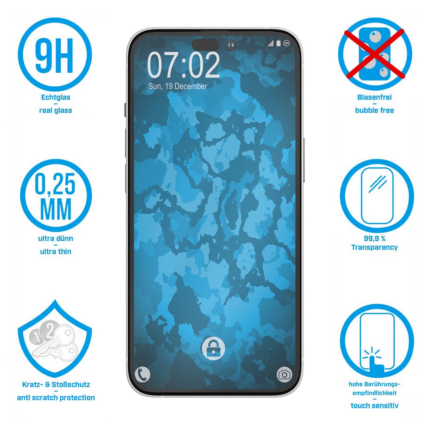 2x Glasfolie klar  für Apple iPhone 14 – Panzerglas für iPhone 14