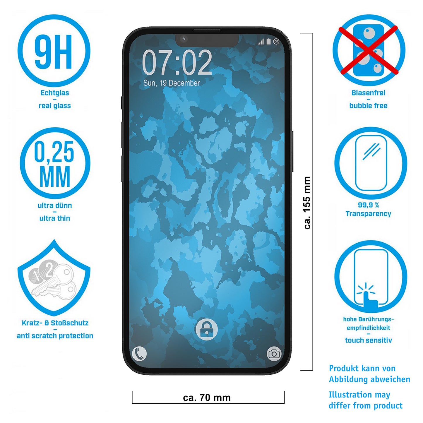 1x Glasfolie klar  für Apple iPhone 15 Plus – Panzerglas für iPhone 15 Plus