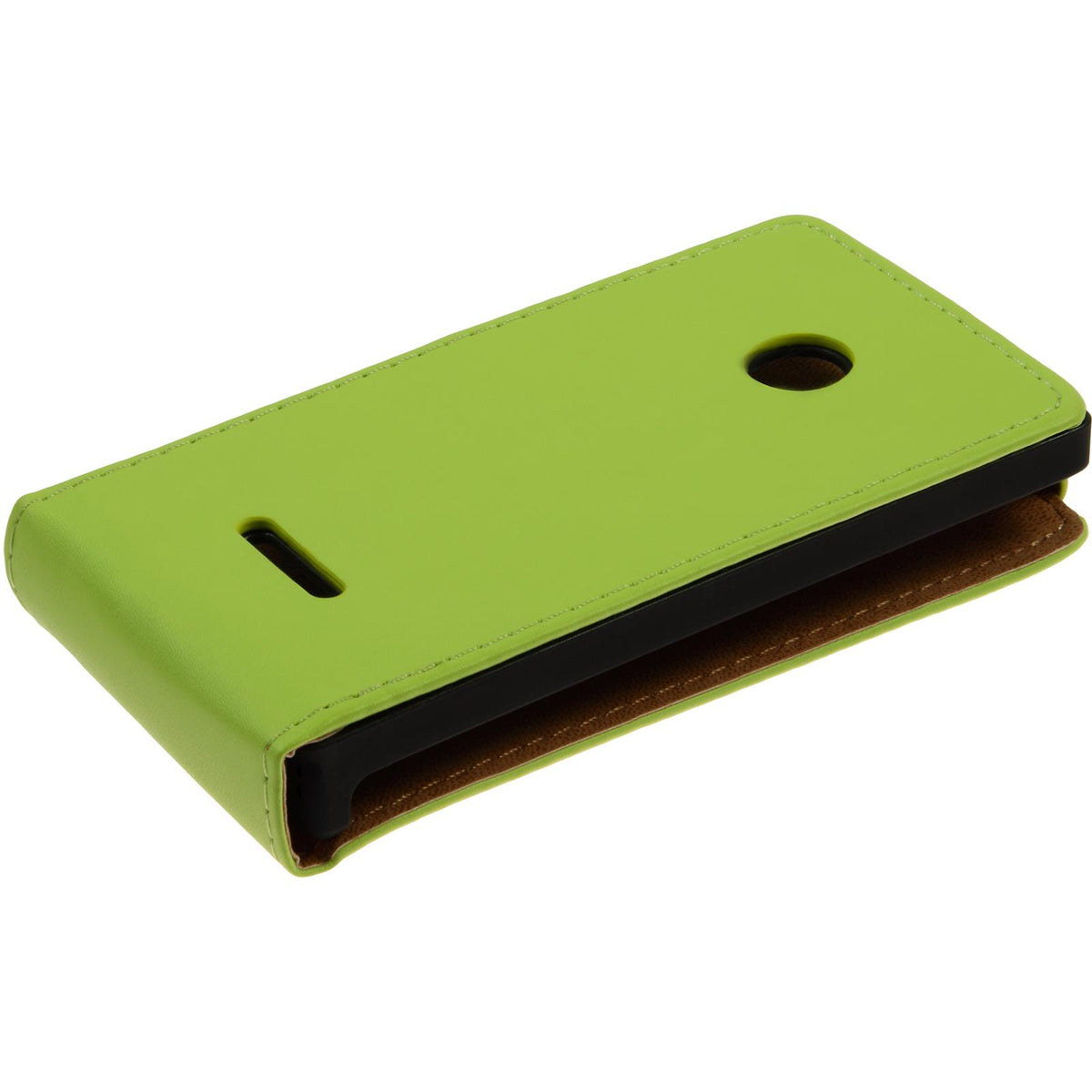 Kunst-Lederhülle für Microsoft Lumia 435 - Flip-Case grün – Ansicht 3