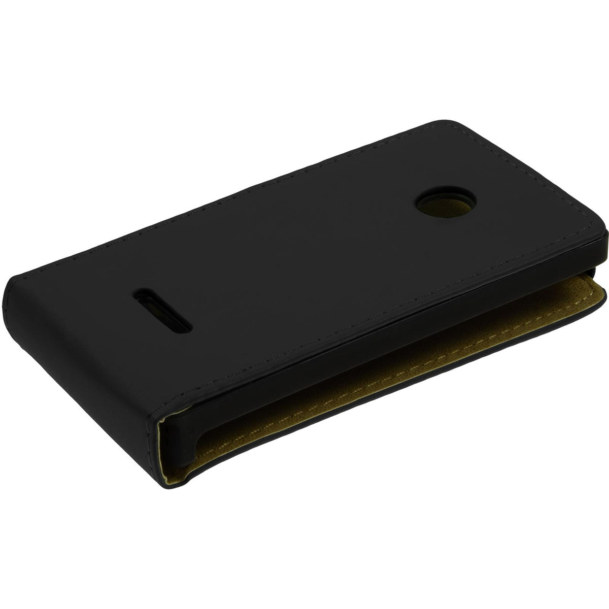 Kunst-Lederhülle für Microsoft Lumia 435 - Flip-Case schwarz – Ansicht 3