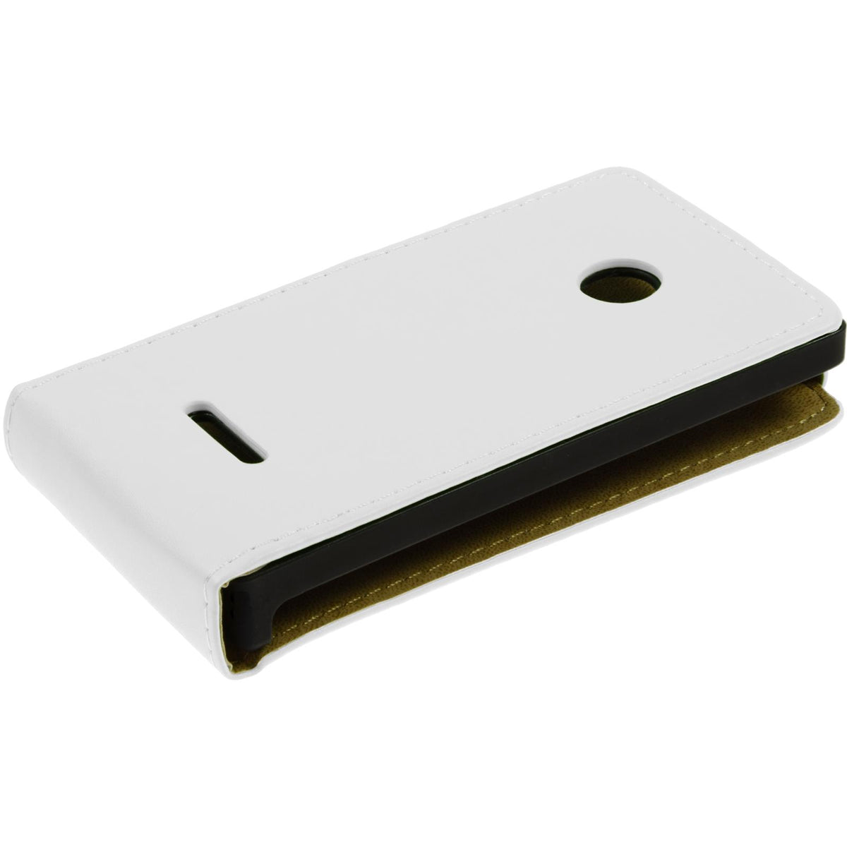Kunst-Lederhülle für Microsoft Lumia 435 - Flip-Case weiß – Ansicht 3
