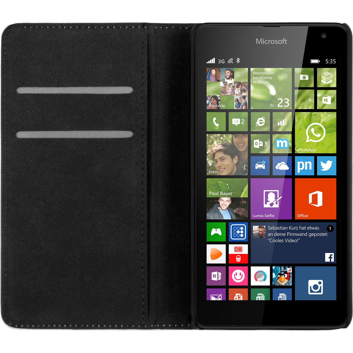 Kunst-Lederhülle für Microsoft Lumia 535 - Book-Case weiß – Ansicht 2